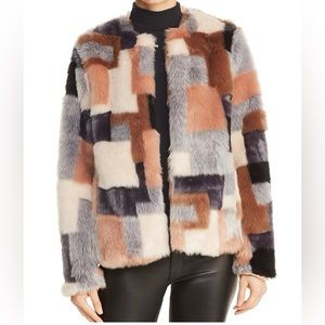 LA VIE Rebecca Taylor Faux Fur Patchwork Jacket - Small (excellent condition)